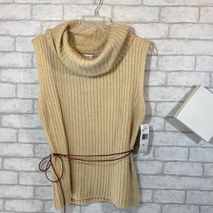 Jones New York wool blend sleeveless cowl neck belted sweater size XL